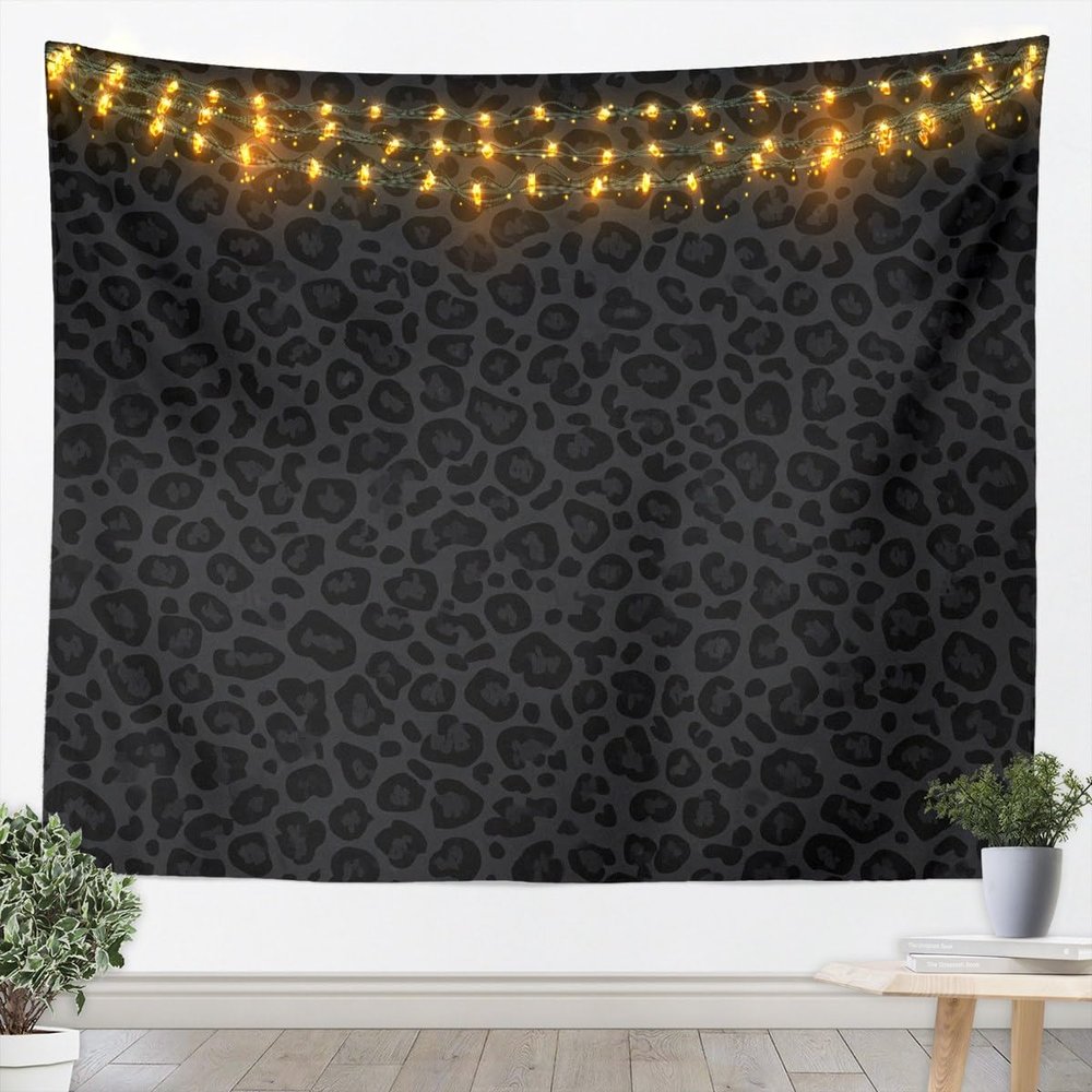 Leopard Print Kids Tapestry,Abstract Cheetah Skin Texture Wall Tapestries,Girls Boys Women Room Decor,Rustic Farmhouse Retro Wall Hanging,Black Noble Home Wall Decor,XLarge 70.9 x 92.5 Inches