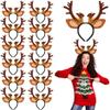 Lyrow 12 Pcs Reindeer Antlers Headbands for Adults Christmas Antlers Headband with Bells Holiday Party Gift (Brown Hair Style) view 1