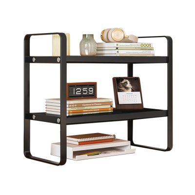 DELURA Black Bookcase, Open Bookshelf - Steel and Wood Display Stand, Modern Book Shelf for Bedroom, Living Room and Home Office (Size : 50 * 20 * 36)