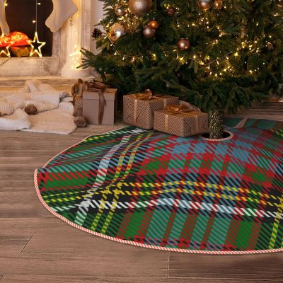 DKJlitter Christmas Tree Skirt, Anderson of Kinnedear Hunting Family Tartan Xmas Tree Skirts Mat Farmhouse Rustic Xmas Holiday Indoor Party Outdoor Decoration 48 inches