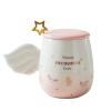 300ml/10oz Love Archery God Ceramic Mug Cartoon Creative Spoon with Cover Gradient Romantic Couple Cup for office home-pink-301-400ml view 1