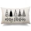 DFXSZ Christmas Pillow Covers 12x20 Inch Black Christmastree Merry Christmas Decorative White Throw Pillows Winter Decor for Home Couch view 1