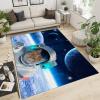 Cartoon Astronaut Kitten Area Rugs, Space Planet Moon Easy Clean Rug, Soft Non-Skid Carpet Throw Rug for Kids Teen Girls Boys Bedroom, Living Room Bathroom Classroom Office 5ftx7ft view 3
