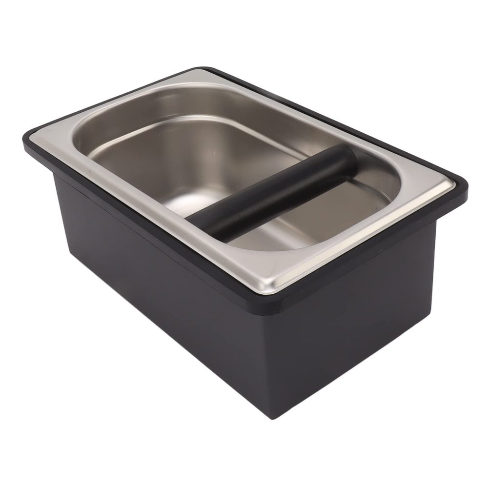 Coffee Knock Box,Espresso Dump Bin,Coffee Bin Espresso Knock Box Rubber Coffee Box with Removable Stainless Steel Ground Container for Cafe Bar(l)