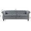 kevinplus 84.6'' Leather Chesterfield Sofa Couch for Living Room, Classic Modern 3-Seat Upholstered Tufted Rolled Arm Sofa Couch for Apartment Bedroom Office, Solid Wood Leg, Grey view 2