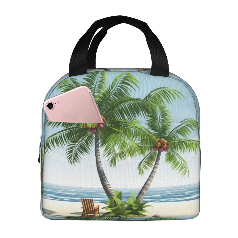 AdaNti Tropical Palm Tree print Lunch Bag Portable Insulated Reusable Tote Bag Lunch Box For Work Camping Travel Picnic