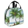 AdaNti Tropical Palm Tree print Lunch Bag Portable Insulated Reusable Tote Bag Lunch Box For Work Camping Travel Picnic view 2