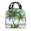 AdaNti Tropical Palm Tree print Lunch Bag Portable Insulated Reusable Tote Bag Lunch Box For Work Camping Travel Picnic view 3
