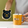 430ml hand-painted bear ceramic mug Korean version with lid spoon cute cartoon couple water cup for office home restaurant-Nine Bears (with Lid Spoon) view 3