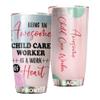 Awesome Child Care Worker Tumbler Stainless Steel 20oz, Funny Child Care Worker Gifts Bulk For Birthday Christmas, Child Care Worker Gifts For Men Women Office Coworker Driking Coffee Cup Humor view 1