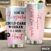 Awesome Child Care Worker Tumbler Stainless Steel 20oz, Funny Child Care Worker Gifts Bulk For Birthday Christmas, Child Care Worker Gifts For Men Women Office Coworker Driking Coffee Cup Humor view 4