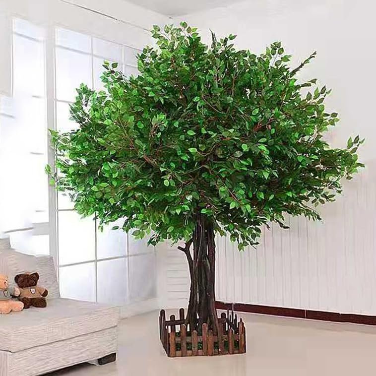 ESRADA Simulated Banyan Tree, Fake Tree with Real Wood Trunk, Artificial Plants Hotel Landscaping Tree Wishing Tree Round-1.2mx1m