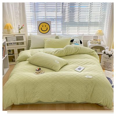 Bedding Waffle Duvet Covers, Comforter Cover with Zipper Closure & Corner Ties, Washed Cotton, Skin-Friendly, Comforter Not Included, Solid Color, Gift for Family, Friends(Size:180*220cm,Color:C)