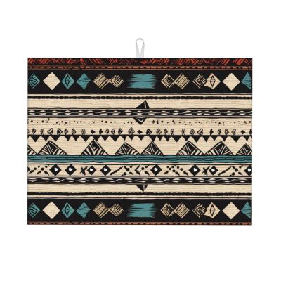Native American Patterns Dish Drying Mat for Kitchen Counter Microfiber Drying Pad Absorbent Dish Drainer Rack Mats Fast Dry Kitchen Accessories Large 18"x24"