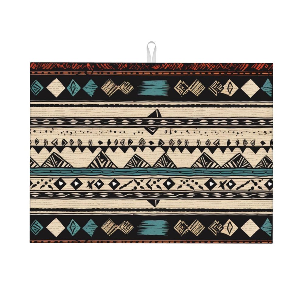 Native American Patterns Dish Drying Mat for Kitchen Counter Microfiber Drying Pad Absorbent Dish Drainer Rack Mats Fast Dry Kitchen Accessories Large 18"x24"