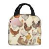 A Brood of Chickens print Lunch Bag Portable Insulated Reusable Tote Bag Lunch Box For Work Camping Travel Picnic view 1