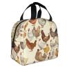 A Brood of Chickens print Lunch Bag Portable Insulated Reusable Tote Bag Lunch Box For Work Camping Travel Picnic view 2