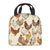 A Brood of Chickens print Lunch Bag Portable Insulated Reusable Tote Bag Lunch Box For Work Camping Travel Picnic view 3