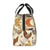 A Brood of Chickens print Lunch Bag Portable Insulated Reusable Tote Bag Lunch Box For Work Camping Travel Picnic view 4