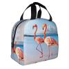 AdaNti Pink Flamingo on Beach print Lunch Bag Portable Insulated Reusable Tote Bag Lunch Box For Work Camping Travel Picnic view 2