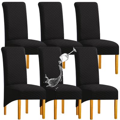 BOGUANG Waterproof XL/Oversized Dining Chair Cover, Parsons Chair Covers(Black, Set of 6(XL))
