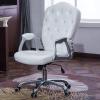 AZMANI Adjustable Desk Chair Swivel Home Office Mid Back Executive Ergonomic Makeup Computer Chair 360 Swivel,Chair PU Leather,White view 2