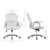 AZMANI Adjustable Desk Chair Swivel Home Office Mid Back Executive Ergonomic Makeup Computer Chair 360 Swivel,Chair PU Leather,White view 3