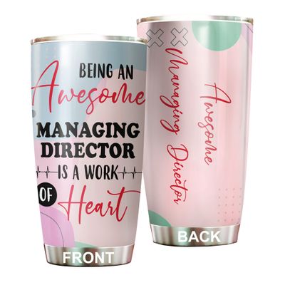 Awesome Managing Director Tumbler Stainless Steel 20oz, Funny Managing Director Gifts Bulk For Birthday Christmas, Managing Director Gifts For Men Women Office Coworker Driking Coffee Cup Humor