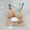 Modern Bathroom Accessories Set 4 Pcs Marble Look Bathroom Sets for Counter Top Restroom Apartment Decor Stuff Imitated Resin Kits Gift for Women and Men view 1
