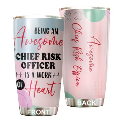 Awesome Chief Risk Officer Tumbler Stainless Steel 20oz, Funny Chief Risk Officer Gifts Bulk For Birthday Christmas, Chief Risk Officer Gifts For Men Women Office Coworker Driking Coffee Cup Humor