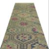 2'9" x 10'3" - 085 x 313 Cm Girit Green Geometric Bohemian Wool Cotton Handmade Handknotted Vintage Turkish Area Rug for Living Room Bedroom Nursery Hallway Indoor view 4