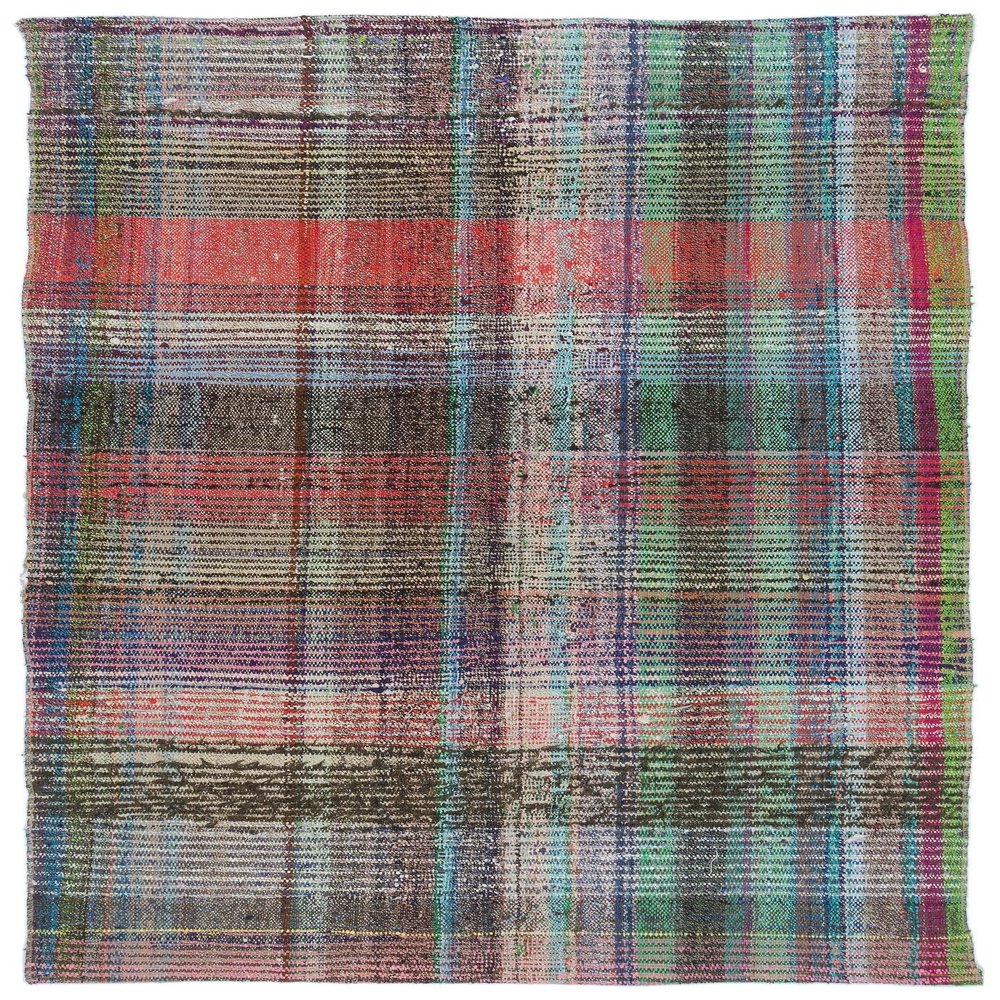 3'5" x 6'1" - 103 x 186 Cm Girit Brown Striped Bohemian Wool Cotton Handmade Handknotted Vintage Turkish Area Rug for Living Room Bedroom Nursery Hallway Indoor