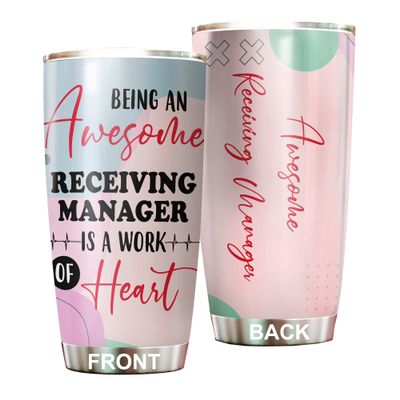 Awesome Receiving Manager Tumbler Stainless Steel 20oz, Funny Receiving Manager Gifts Bulk For Birthday Christmas, Receiving Manager Gifts For Men Women Office Coworker Driking Coffee Cup Humor