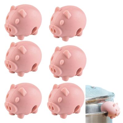 6 Pcs Pot Lid Lifter Silicone Spill Proof Lid Lifter Splash-Proof Steam Release Pan pot lid lifter Kitchen Tool Decoration Pot Lid & Cute Kitchen Accessories (Piggy (color random))
