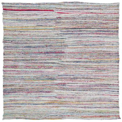 6'4" x 8'0" - 192 x 243 Cm Girit Beige Striped Bohemian Wool Cotton Handmade Handknotted Vintage Turkish Area Rug for Living Room Bedroom Nursery Hallway Indoor