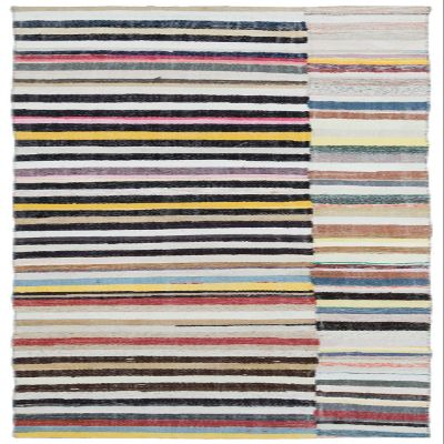 3'7" x 9'11" - 110 x 303 Cm Girit Beige Striped Bohemian Wool Cotton Handmade Handknotted Vintage Turkish Area Rug for Living Room Bedroom Nursery Hallway Indoor