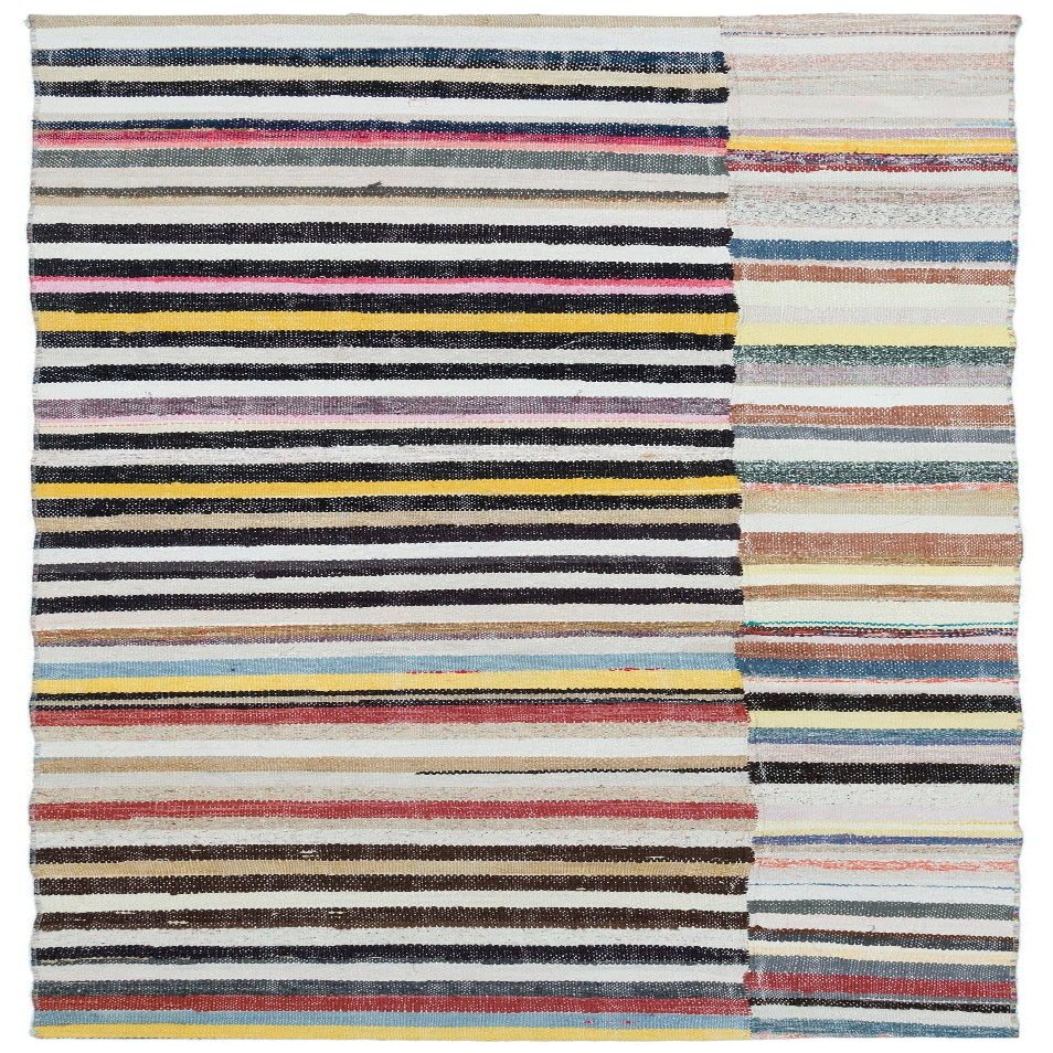 3'7" x 9'11" - 110 x 303 Cm Girit Beige Striped Bohemian Wool Cotton Handmade Handknotted Vintage Turkish Area Rug for Living Room Bedroom Nursery Hallway Indoor