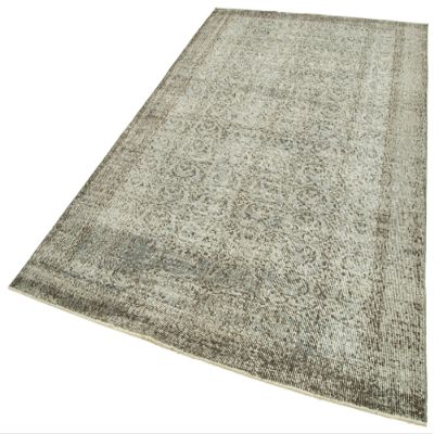 6'0" x 8'11" - 182 x 273 Cm Overdyed Grey Bohemian Wool Cotton Handmade Handknotted Vintage Turkish Area Rug for Living Room Bedroom Nursery Hallway Indoor