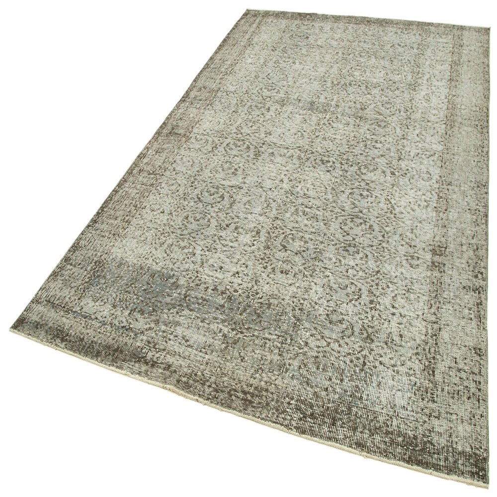 6'0" x 8'11" - 182 x 273 Cm Overdyed Grey Bohemian Wool Cotton Handmade Handknotted Vintage Turkish Area Rug for Living Room Bedroom Nursery Hallway Indoor