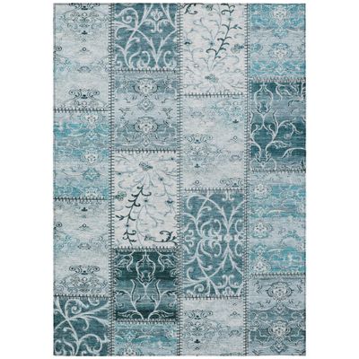 Addison Rugs Chantille ACN566 Teal 2'6" x 3'10 Indoor Outdoor Area Rug, Stain Resistant, Machine Washable, Non Shedding, Bedroom, Living Room, Dining Room, Kitchen Rug