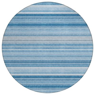 Addison Rugs Chantille ACN529 Blue 8' x 8 Indoor Outdoor Round Area Rug, Stain Resistant, Machine Washable, Non Shedding, Bedroom, Living Room, Dining Room, Kitchen Rug