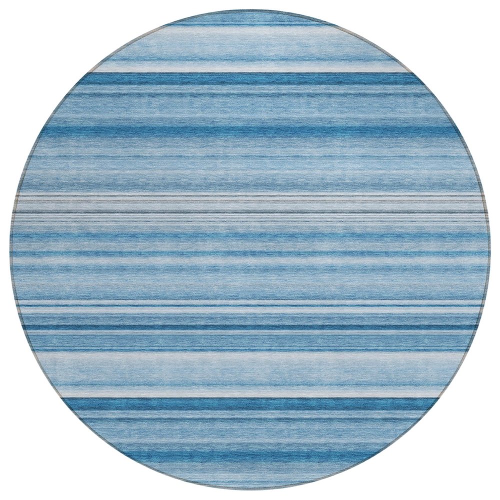 Addison Rugs Chantille ACN529 Blue 8' x 8 Indoor Outdoor Round Area Rug, Stain Resistant, Machine Washable, Non Shedding, Bedroom, Living Room, Dining Room, Kitchen Rug