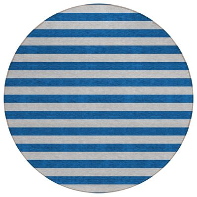 Addison Rugs Chantille ACN530 Blue 8' x 8 Indoor Outdoor Round Area Rug, Stain Resistant, Machine Washable, Non Shedding, Bedroom, Living Room, Dining Room, Kitchen Rug