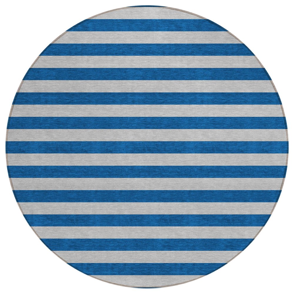 Addison Rugs Chantille ACN530 Blue 8' x 8 Indoor Outdoor Round Area Rug, Stain Resistant, Machine Washable, Non Shedding, Bedroom, Living Room, Dining Room, Kitchen Rug
