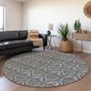 Addison Rugs Chantille ACN572 Gray 8' x 8 Indoor Outdoor Round Area Rug, Stain Resistant, Machine Washable, Non Shedding, Bedroom, Living Room, Dining Room, Kitchen Rug view 2