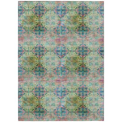 Addison Rugs Chantille ACN557 Green 8' x 10 Indoor Outdoor Area Rug, Stain Resistant, Machine Washable, Non Shedding, Bedroom, Living Room, Dining Room, Kitchen Rug