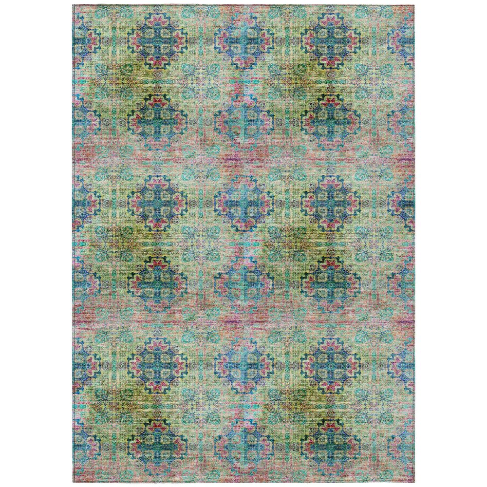 Addison Rugs Chantille ACN557 Green 8' x 10 Indoor Outdoor Area Rug, Stain Resistant, Machine Washable, Non Shedding, Bedroom, Living Room, Dining Room, Kitchen Rug