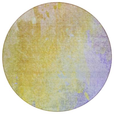 Addison Rugs Chantille ACN562 Gold 8' x 8 Indoor Outdoor Round Area Rug, Stain Resistant, Machine Washable, Non Shedding, Bedroom, Living Room, Dining Room, Kitchen Rug