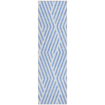 Addison Rugs Chantille ACN550 Blue 2'3" x 7'6" Indoor Outdoor Hallway Runner Rug, Stain Resistant Washable Kitchen Area Carpet for Bathroom, Laundry and Bedroom