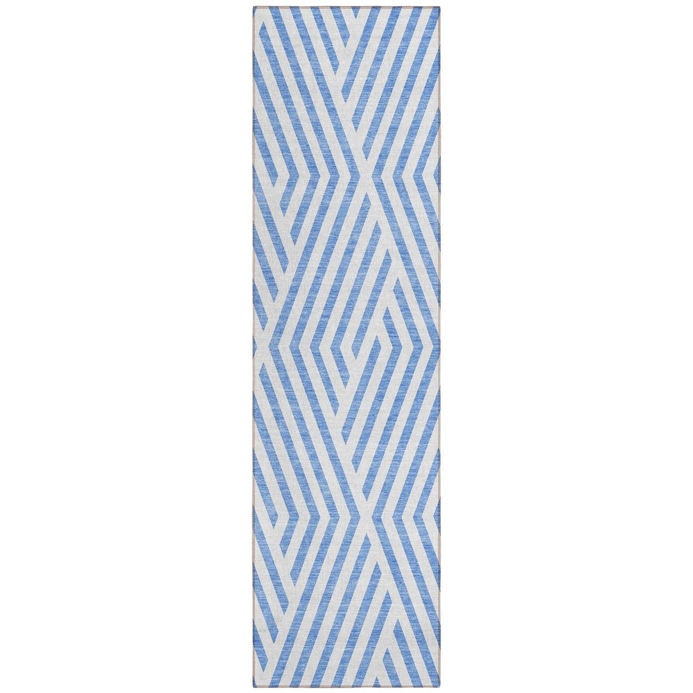 Addison Rugs Chantille ACN550 Blue 2'3" x 7'6" Indoor Outdoor Hallway Runner Rug, Stain Resistant Washable Kitchen Area Carpet for Bathroom, Laundry and Bedroom